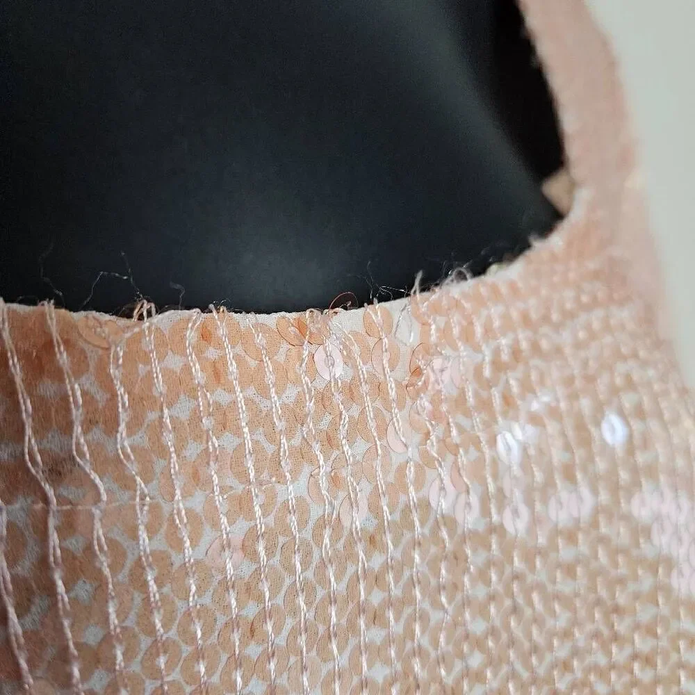 Free People Night Fever Peach Sequin Blouse